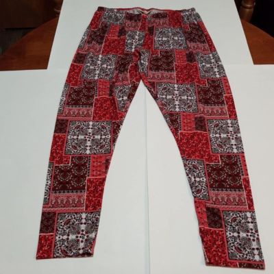 Bobbie Brooks Womens Red Black Patchwork Plus Size Leggings Sz 2X